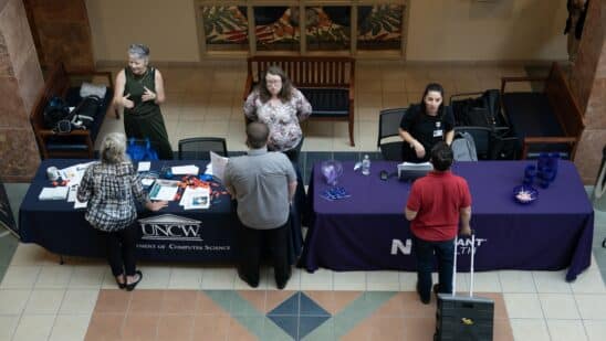Jobseekers attend a career fair in North Carolina, US.