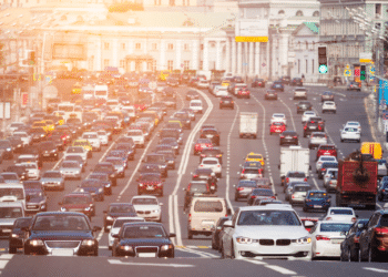 cars on congested highway