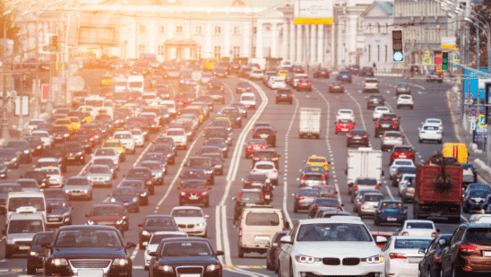 cars on congested highway