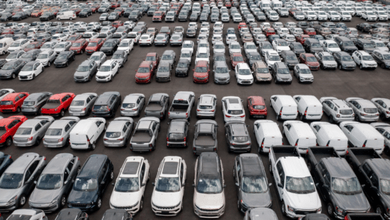 dealership lot filled with vehicles