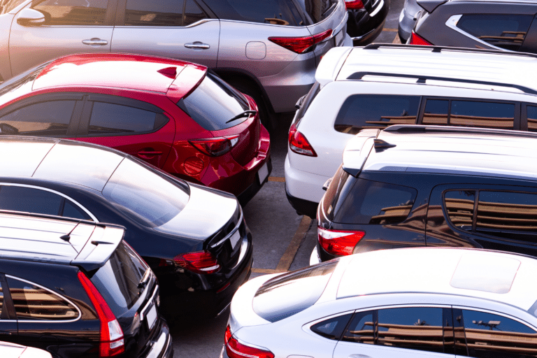 Cars parked in a lot