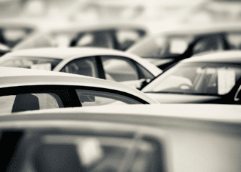 Top of cars in black and white