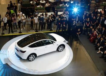 The Tesla Inc. Model Y electric vehicle.