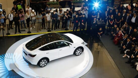 The Tesla Inc. Model Y electric vehicle.