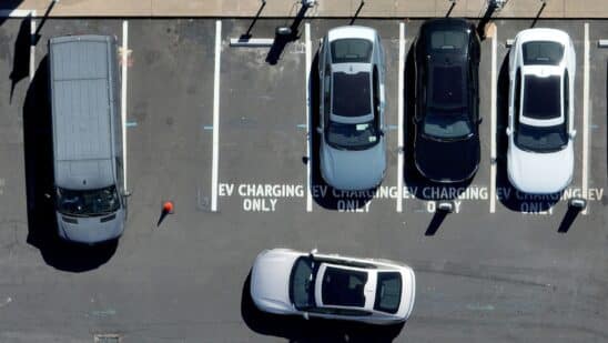 overhead shot car parking lot