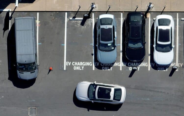 overhead shot car parking lot