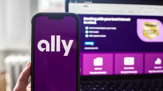 The Ally Financial logo on a smartphone arranged in Hastings-On-Hudson, New York, US, on Monday, July 17, 2023. Ally Financial Inc. is scheduled to release earnings figures on July 19.