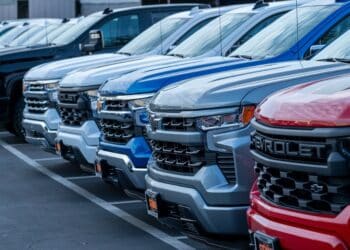 Chevrolet Silverado pick-up trucks at a dealership in Colma, California, US, on Friday, Jan. 26, 2024. General Motors Co. is expected to release earnings figures on January 30.