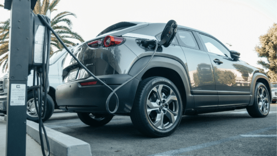 electric vehicle on charger