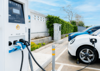 car charging at electric car station