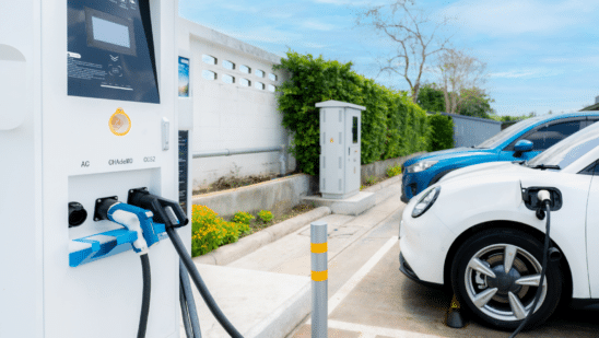 car charging at electric car station