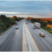 cars on highway far away view