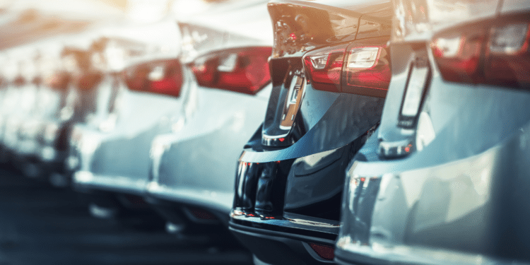 Cars in a dealer lot