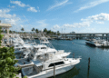 Boats parked in a harbor