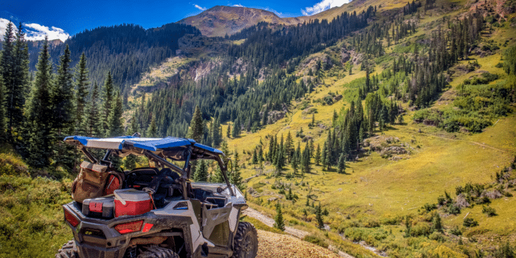 A UTV looking out over a valley