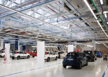 A production floor of the SUSTAINera Circular Economy Hub at Stellantis NV's Mirafiori complex in Turin, Italy, on Thursday, Nov. 23, 2023. Stellantis will invest in hybrid-electric transmission production and recycling activities at its iconic Turin factory thats being retooled into a battery-vehicle hub to help safeguard jobs.