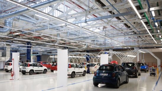 A production floor of the SUSTAINera Circular Economy Hub at Stellantis NV's Mirafiori complex in Turin, Italy, on Thursday, Nov. 23, 2023. Stellantis will invest in hybrid-electric transmission production and recycling activities at its iconic Turin factory thats being retooled into a battery-vehicle hub to help safeguard jobs.