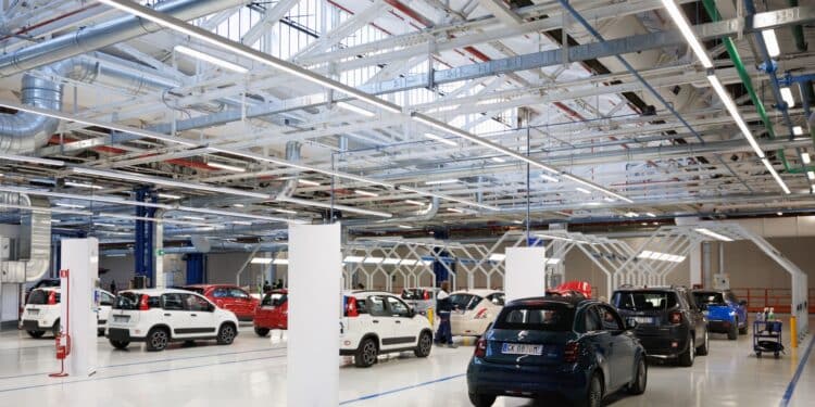 A production floor of the SUSTAINera Circular Economy Hub at Stellantis NV's Mirafiori complex in Turin, Italy, on Thursday, Nov. 23, 2023. Stellantis will invest in hybrid-electric transmission production and recycling activities at its iconic Turin factory thats being retooled into a battery-vehicle hub to help safeguard jobs.