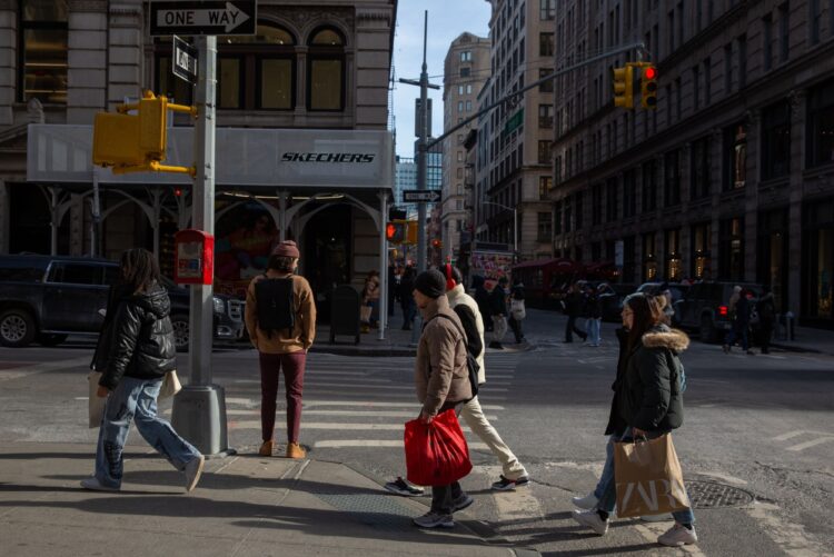 Shoppers on Broadway in New York. Photographer: Shelby Knowles/Bloomberg
