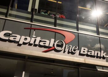 A Capital One bank branch in New York, US