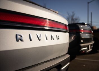 A Rivian R1T electric vehicle pickup truck in New York.