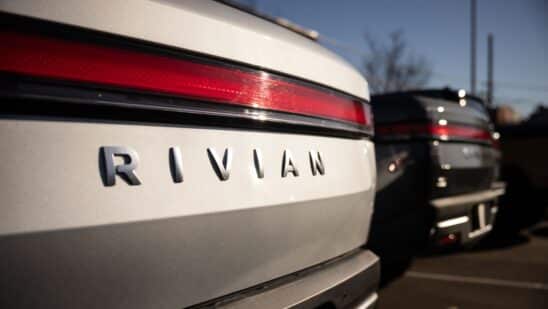 A Rivian R1T electric vehicle pickup truck in New York.