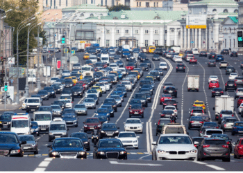 cars congested traffic on road