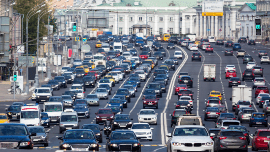cars congested traffic on road