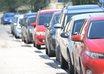 cars lined up on street