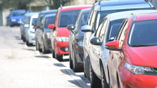 cars lined up on street