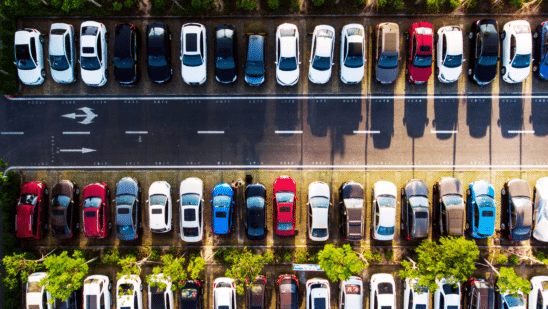 overhead view parked cars