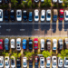 overhead view parked cars