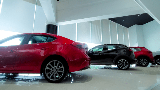 car dealership showroom cars