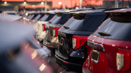 Cars on a dealership lot