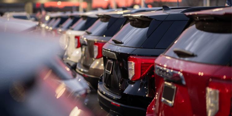 Cars on a dealership lot