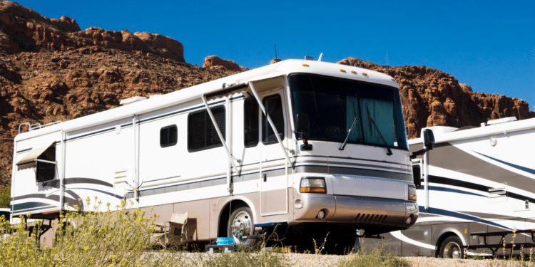 RVs parked at the top of a mountain