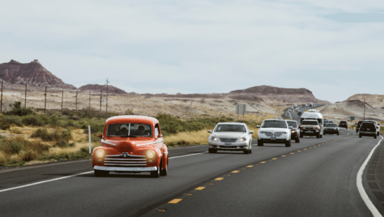Cars on a rural road