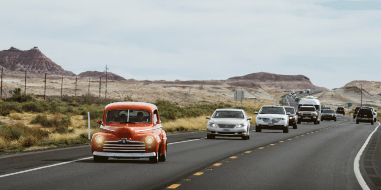 Cars on a rural road