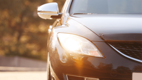 closeup of car headlight