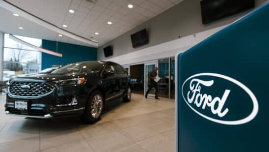 A Ford dealership in East Greenbush, New York, US, on Thursday, Jan. 25, 2024. Ford Motor Co. is scheduled to release earnings figures on February 6. Photographer: Angus Mordant/Bloomberg