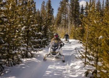 While a gas-burning sled is about as loud as a tractor-trailer, BRPs battery-powered Ski-Doos sound more like box fans.