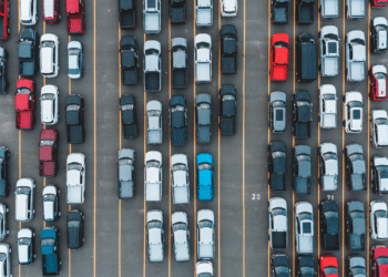 Cars lined up on the auction lot