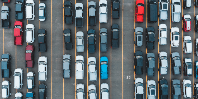 Cars lined up on the auction lot