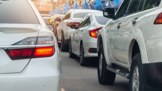 Cars waiting at a stoplight