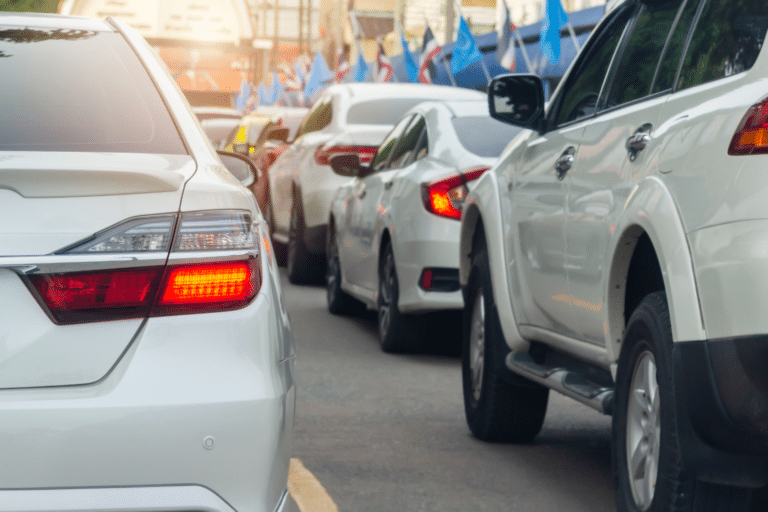 Cars waiting at a stoplight