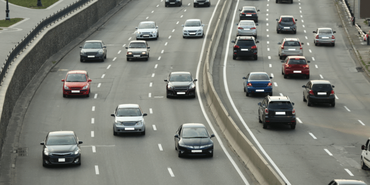 cars on busy highway