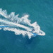 boat on open water overhead view