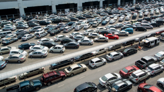 Cars in a parking lot