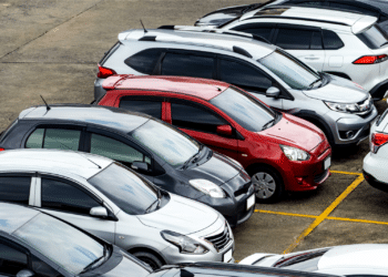 cars lined up at lot