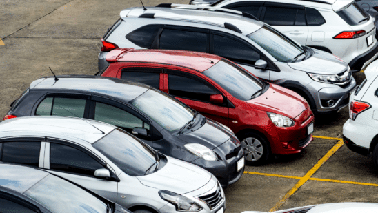cars lined up at lot